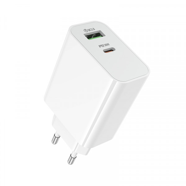 Мережевий зарядний пристрій BOROFONE BA108A Stellar PD30W+QC3.0 charger (EU) White (6941991125379)