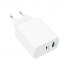 Мережевий зарядний пристрій BOROFONE BA108A Stellar PD30W+QC3.0 charger (EU) White (6941991125379)