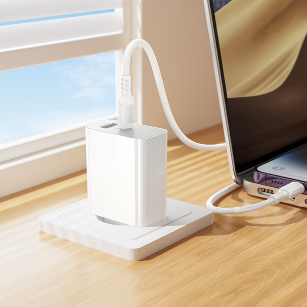 Мережевий зарядний пристрій BOROFONE BA108A Stellar PD30W+QC3.0 charger (EU) White (6941991125379)