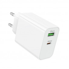 Мережевий зарядний пристрій BOROFONE BA108A Stellar PD30W+QC3.0 charger (EU) White (6941991125379)