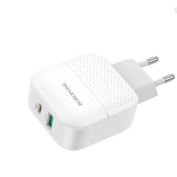 Мережевий зарядний пристрій BOROFONE BA46A Premium PD + QC3.0 18W White