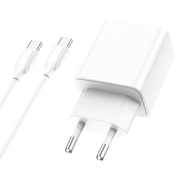 Мережевий зарядний пристрій BOROFONE BA67A PD20W+QC3.0 charger set(Type-C to Type-C) Білий