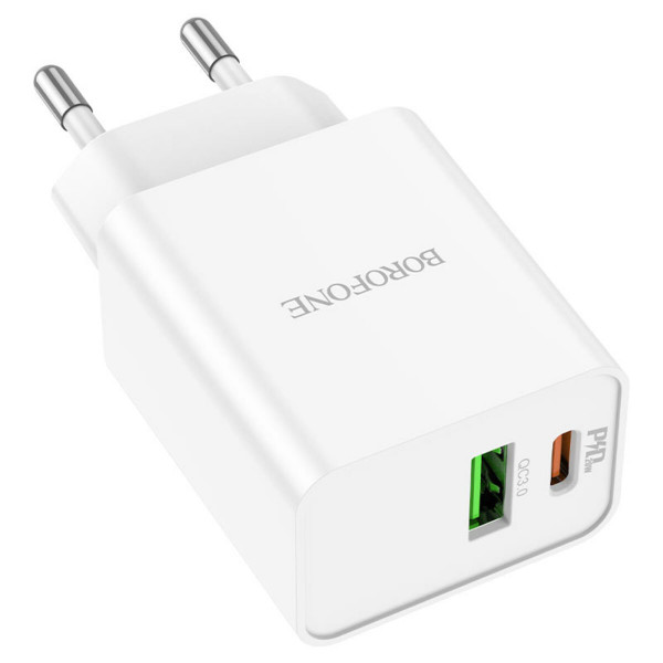 Мережевий зарядний пристрій BOROFONE BA69A Resource PD20W+QC3.0 charger White