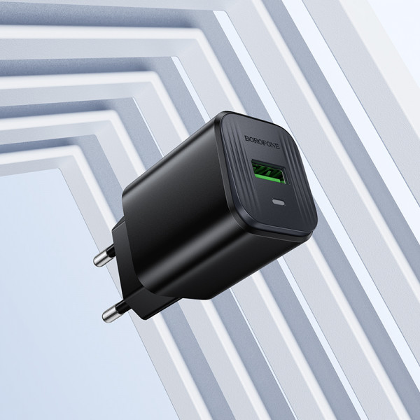 Мережевий зарядний пристрій BOROFONE BAS82A Star single port QC3.0 charger (EU) Black (6941991126703)