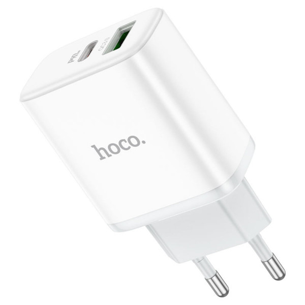Мережевий зарядний пристрій HOCO C105A Stage dual port PD20W+QC3.0 charger Білий