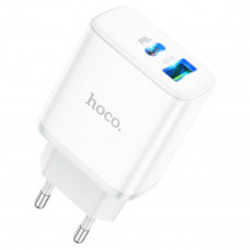 Мережевий зарядний пристрій HOCO C105A Stage dual port PD20W+QC3.0 charger Білий