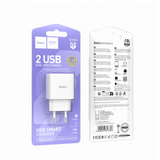 Мережевий зарядний пристрій HOCO C141A Smart dual-port charger White (6942007627856)