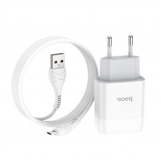Мережевий зарядний пристрій HOCO C73A Glorious dual port charger set(Micro) 12W Білий