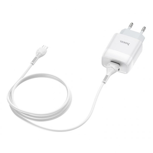 Мережевий зарядний пристрій HOCO C73A Glorious dual port charger set(Micro) 12W Білий