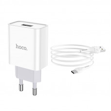 Мережевий зарядний пристрій HOCO C81A Asombroso single port charger set(Type-C) White (6931474727961)