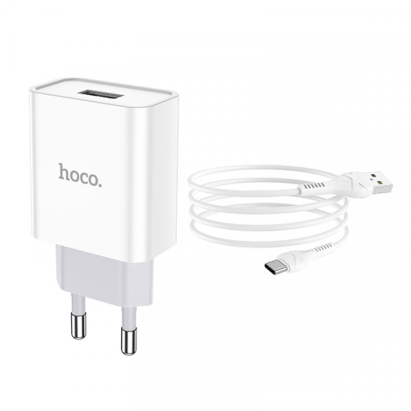 Мережевий зарядний пристрій HOCO C81A Asombroso single port charger set(Type-C) White (6931474727961)