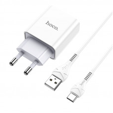 Мережевий зарядний пристрій HOCO C81A Asombroso single port charger set(Type-C) White (6931474727961)