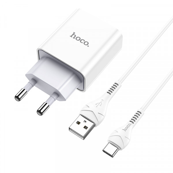 Мережевий зарядний пристрій HOCO C81A Asombroso single port charger set(Type-C) White (6931474727961)