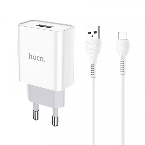 Мережевий зарядний пристрій HOCO C81A Asombroso single port charger set(Type-C) White (6931474727961)
