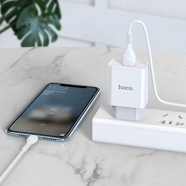 Мережевий зарядний пристрій HOCO C81A Asombroso single port charger set(Type-C) White (6931474727961)