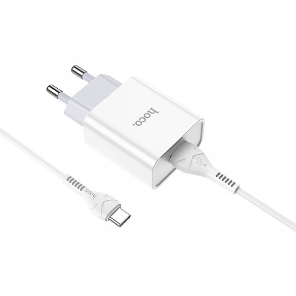 Мережевий зарядний пристрій HOCO C81A Asombroso single port charger set(Type-C) White (6931474727961)