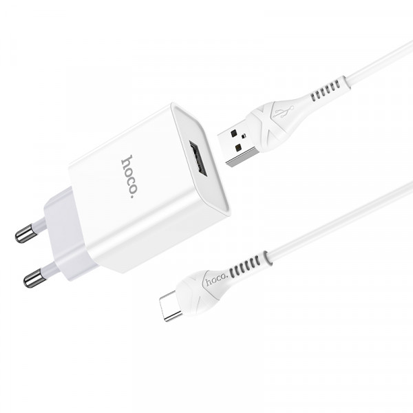 Мережевий зарядний пристрій HOCO C81A Asombroso single port charger set(Type-C) White (6931474727961)