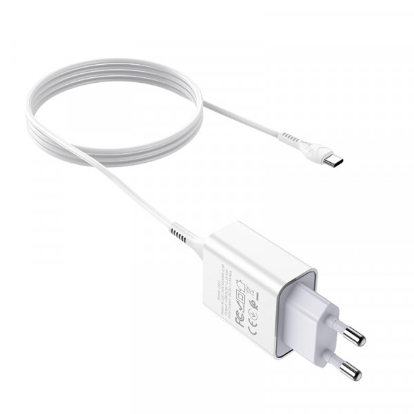 Мережевий зарядний пристрій HOCO C81A Asombroso single port charger set(Type-C) White (6931474727961)