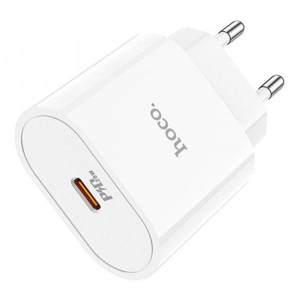 Мережевий зарядний пристрій HOCO C94A Metro single port PD20W charger set(Type-C to Type-C) White (6931474762191)
