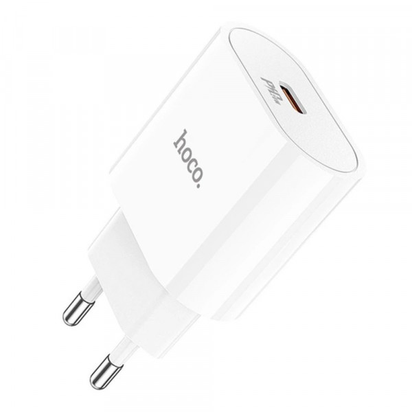 Мережевий зарядний пристрій HOCO C94A Metro single port PD20W charger set(Type-C to Type-C) White (6931474762191)