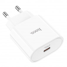 Мережевий зарядний пристрій HOCO C94A Metro single port PD20W charger set(Type-C to Type-C) White (6931474762191)