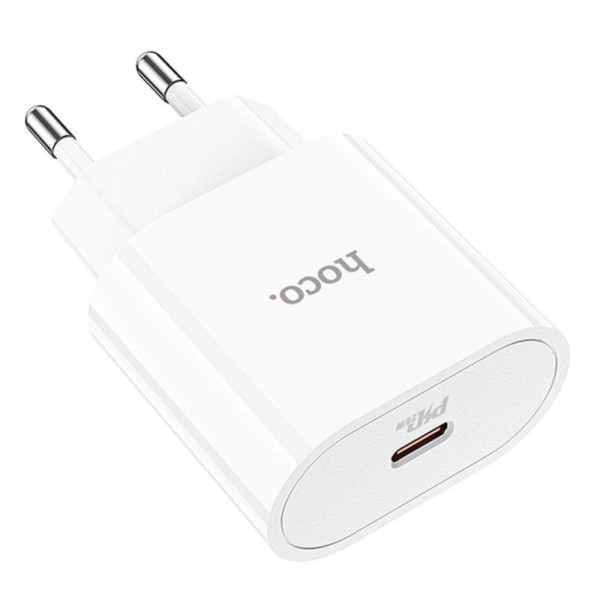 Мережевий зарядний пристрій HOCO C94A Metro single port PD20W charger set(Type-C to Type-C) White (6931474762191)