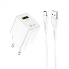 Мережевий зарядний пристрій HOCO C98A Proton single port QC3.0 charger set(Type-C) Білий