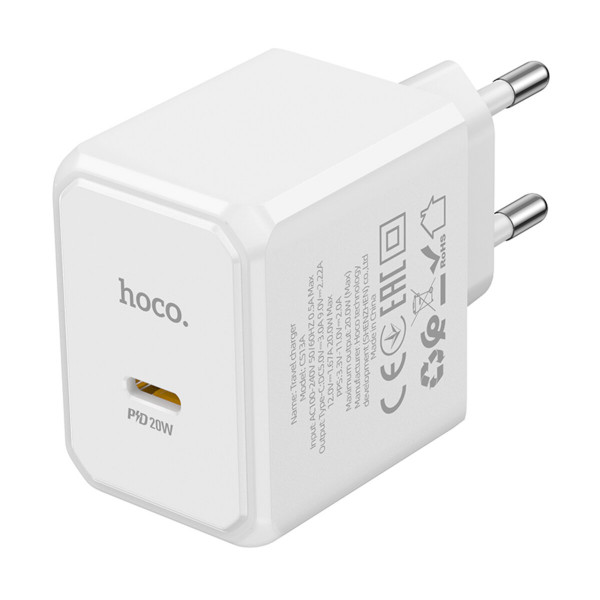 Мережевий зарядний пристрій HOCO CS13A Ocean single port PD20W charger Білий