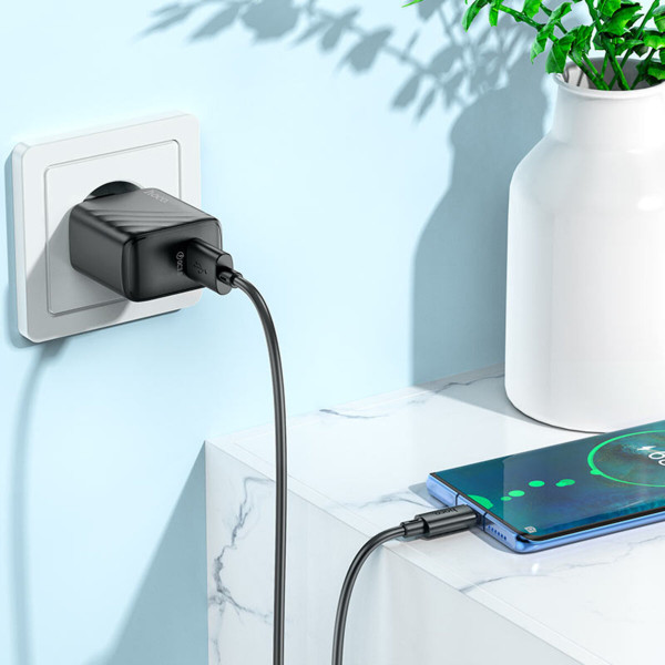 Мережевий зарядний пристрій HOCO CS21A Rich single port QC3.0 charger set (Type-C)(EU) Чорний
