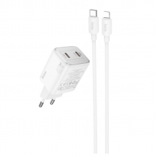 Мережевий зарядний пристрій HOCO N42 Elogiado dual-port PD45W(2C) charger set(C to iP) Білий