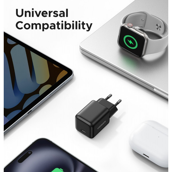 Мережевий зарядний пристрій UGREEN X512 20W USB-C GaN Fast Charger EU Grey (UGR-55528)