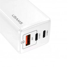 Мережевий зарядний пристрій Usams US-CC110 T33 65W 3 Ports GaN Mini Fast Charger білий