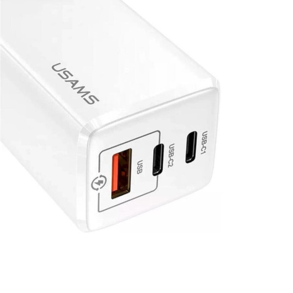 Мережевий зарядний пристрій Usams US-CC110 T33 65W 3 Ports GaN Mini Fast Charger white