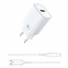Мережевий зарядний пристрій WIWU 18W Essen GaN Fast Charger + Cable Combo Wi-G006 A-L EU White (6977703654769)