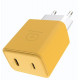 Мережевий зарядний пристрій WUW-C189 PD 20W Charger USB C + USB C yellow white