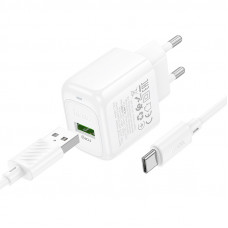 Мережевий зарядний пристрій з кабелем HOCO CS52A Surplus single-port QC3.0 charger set(Type-C) White (6942007631471)