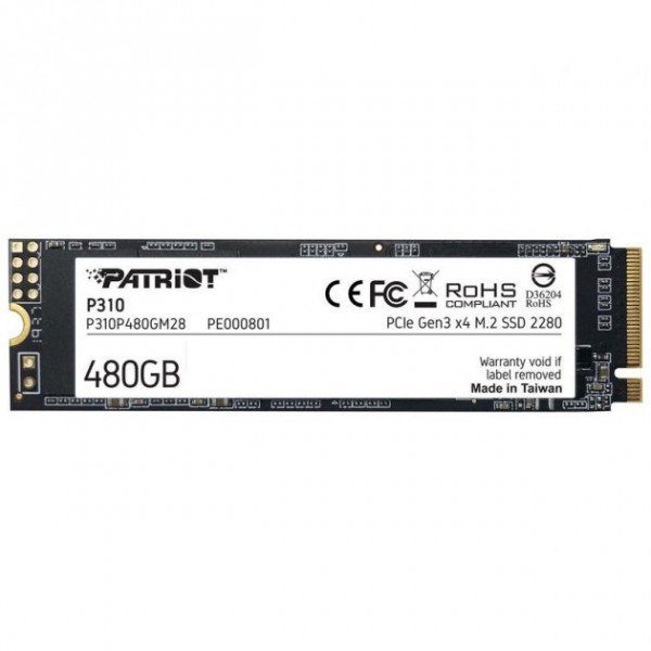 Накопичувач SSD M.2 Patriot P310 480GB NVMe 2280 PCIe 3.0x4 3D NAND TLC