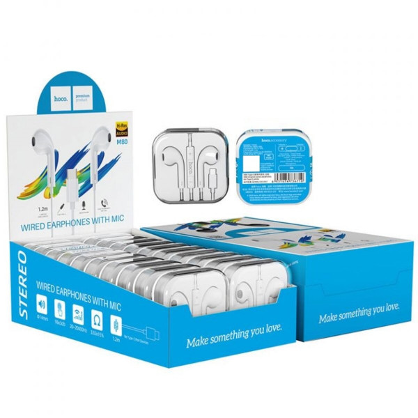 Навушники HOCO M80 Original series earphones for Type-C display set(20PCS) Білий
