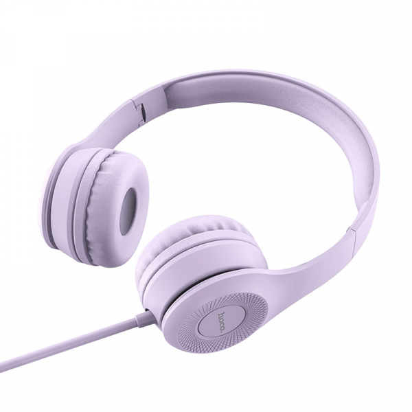 Навушники HOCO W21 Graceful charm wire control headphones Purple (6931474708304)