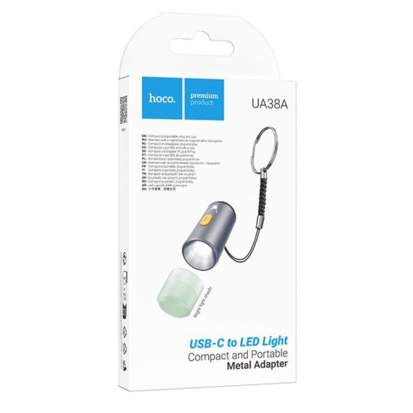 Перехідник HOCO UA38A Type-C to LED light adapter Gray