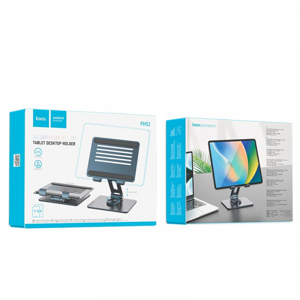 Підставка для планшета HOCO PH52 Might metal rotating tablet desktop holder Metal Gray (6931474788979)