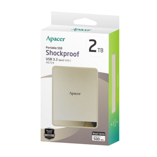Портативний SSD Apacer AS724 512 GB USB 3.2 Gen.2 Type-C Read/Write 500MB/s Cream