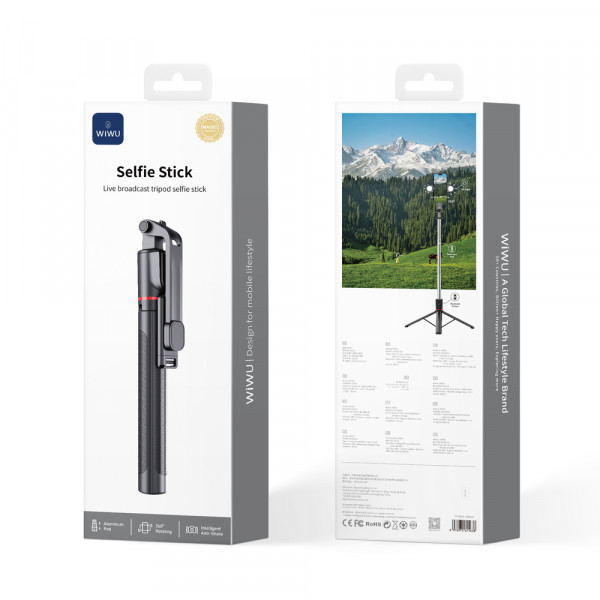 Селфі-трипод WIWU Live broadcast tripod selfie stick 1.8m Wi-SE015 Black (6976975615638)