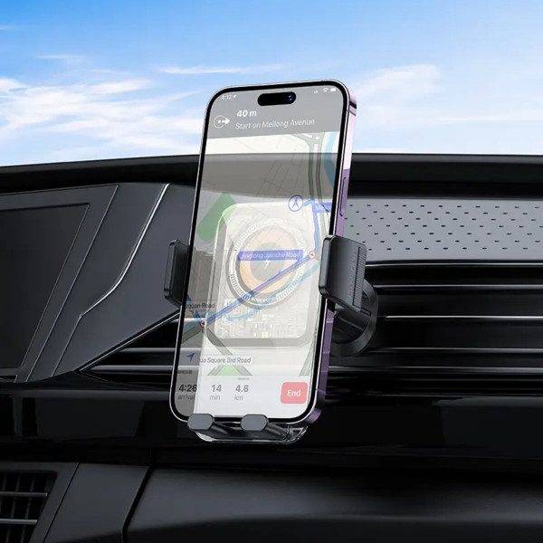 Тримач для мобiльного з БЗП BOROFONE BH209 Riley wireless fast charging car holder(air outlet) Чорний