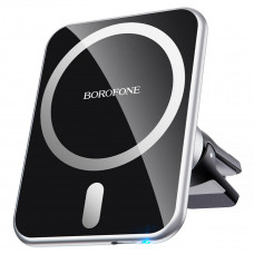 Тримач для мобiльного з БЗП BOROFONE BH43 Xperience magnetic wireless charging car holder Чорний+Silver