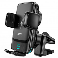 Тримач для мобільного з БЗП HOCO S35 Smart alignment wireless charging car holder Чорний