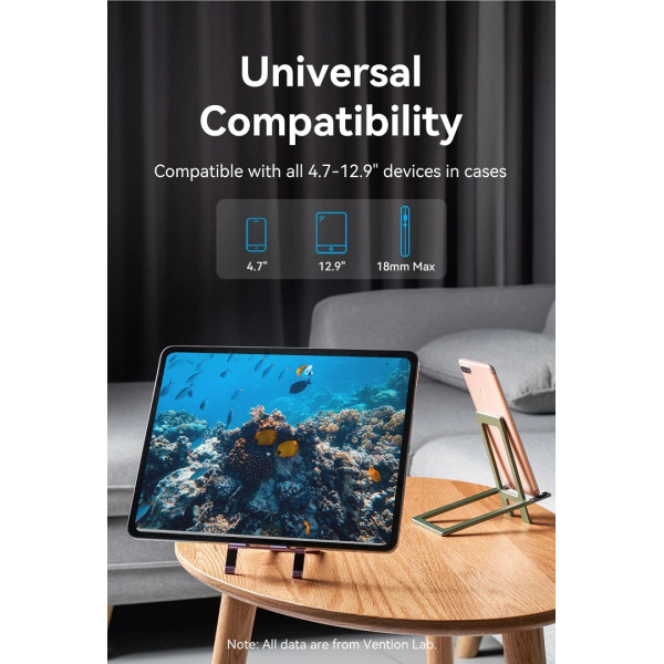 Тримач для телефону Vention Portable Cell Phone Stand Holder for Desk Aluminum Alloy Type Gray (KCZH0)