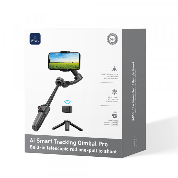 Триосьовий стабілізатор WIWU AI Smart Checking Gimbal PRO Wi-SE016 Black (6977703654363)