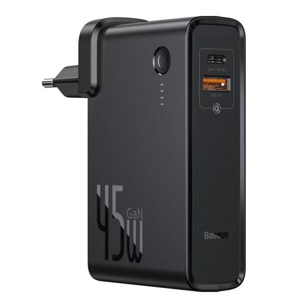 Зарядний пристрій Baseus Power Station（GaN）2 in1 Q.C. Power bank & Charger C+U 10000mAh 45W Black