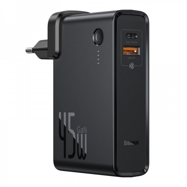 Зарядний пристрій Baseus Power Station（GaN）2 in1 Q.C. Power bank & Charger C+U 10000mAh 45W Black